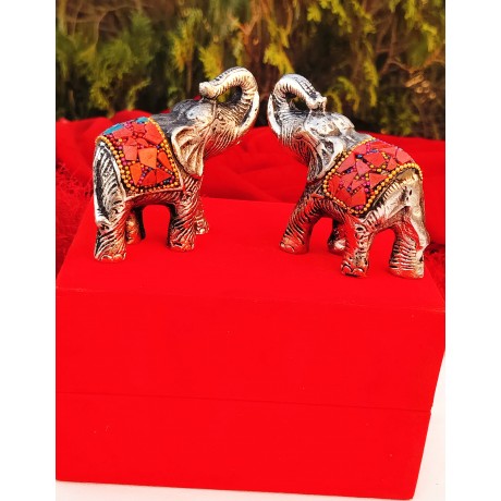 Antique German silver up trunk elephant pair 